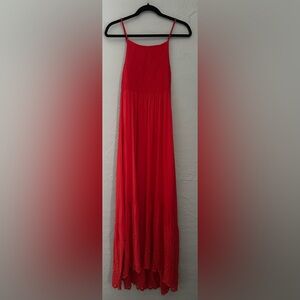 Anthropology Maaji Red Isadora Smocked Eyelet Maxi Dress